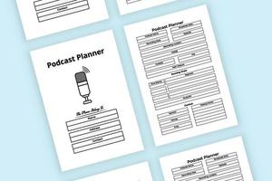 Podcast regular information tracker interior. Podcast planner and running order info tracker template. Interior of a journal. Radio station regular activity checker and topic planner interior. vector