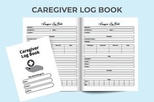 Caregiver journal interior. Caregiver information and client activities tracker interior. Interior of a notebook. Physician care info tracker and caregiver daily routine checker template. vector