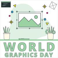 diseño creativo para el texto del día mundial de los gráficos con sombra verde para una tarjeta o afiche, hermoso vector de pluma, ilustración estándar en un día especial para gráficos con efecto de texto de color verde.