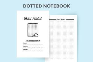 Dotted notebook interior template. Dotted scrapbook for sketch and other information, journal template. Interior of a log book. Regular sketchbook with dots for designers. vector