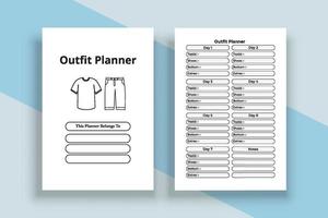 Outfit planner logbook interior template. Regular outfit information tracker and cloth planner interior. Interior of a notebook. Outfit planning and fashion wear list checker interior. vector