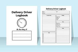 Delivery driver notebook interior. Delivery information and driver activity tracker interior. Interior of a logbook. Online shopping details and customer record checker template. vector