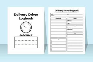 Delivery driver notebook interior. Delivery information and driver activity tracker interior. Interior of a logbook. Online shopping details and customer record checker template. vector