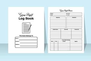 Group project logbook interior. School group project tracker and students information checker template. Interior of a journal. Study project planner and group member tracker interior. vector