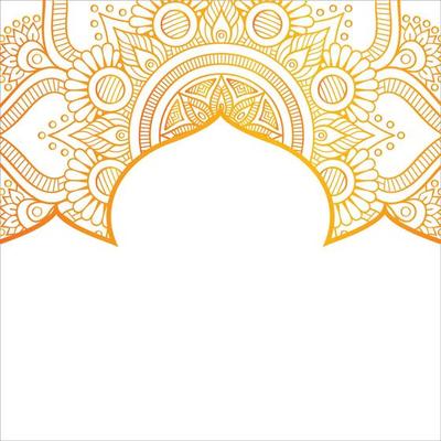 Arabic gold pattern, golden mosque door with Islamic pattern for Ramadan Kareem, Eid Al Adha greeting design minimalist style with Arabic calligraphy on white background