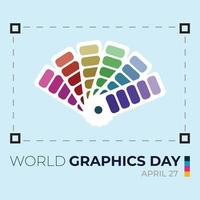 día mundial de los gráficos 27 de abril efecto de texto con sombra multicolor para una tarjeta, diseño de afiches. diseño multicolor, ilustración digital para el día especial de gráficos con fuente colorida y estándar. vector