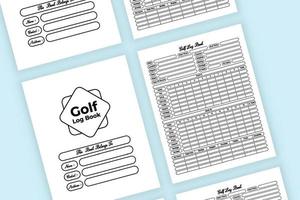 Golf score log book interior template. Golf cart information and player game score tracker interior. Interior of a journal. Golf location info recorder and score calculator journal interior. vector