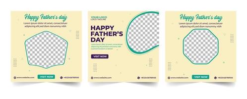 Happy Fathers day Social media post design, off white colour father's day social media post banner with image placeholder vector