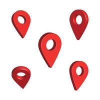 usted está aquí puntero del mapa de navegación gps, icono de marcador de mapa vectorial 3d que señala la ubicación, diseño de elementos web, signo de navegación del lugar, ilustración vectorial de colección de pines de ubicación roja 3d. vector
