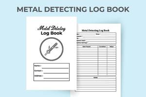 Metal detecting journal interior. Daily digging work experience and item description log book template. Interior of a notebook. Metal detecting information and task tracker interior. vector