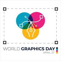 World Graphics Day Text Effect with multi-colour shade vector, Creative Pen illustration, Graphics day colourful illustration, Standard vector for the special day with multi-colour and digital font.