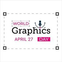 día mundial de los gráficos 27 de abril efecto de texto con sombra de color rosa para una tarjeta, afiche, diseño. efecto de texto rosa, ilustración digital en un día especial para gráficos con fuente colorida y estándar. vector