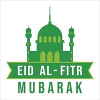 Eid Al-Fitr Mubarak green and white text effect on white and green background, Muslim Festival Eid Al-Fitr beautiful Text effect, Eid Al-Fitr, Green, White, Ribbon, Elements, Muslim Mosque. vector