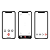 Smart mobile phone video recording png and calling transparent mockup vector