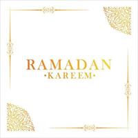 festival musulmán ramadan kareem con un hermoso efecto de texto dorado en un fondo blanco, tarjeta de saludo ramadan kareem, postal o afiche con ilustración vectorial de color dorado. vector