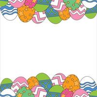 huevos de pascua felices en un fondo blanco, hermosos huevos de pascua multicolores, feliz día de pascua, huevos multicolores. vector