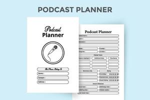 Podcast daily info checker interior notebook. Podcast channel information tracker and scheduling logbook template. Interior of a journal. Radio station regular activity tracker notepad interior. vector