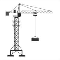 elementos de construcción, vector de grúa sobre fondo blanco, trabajo duro, obras de construcción, vector de grúa png, color negro.