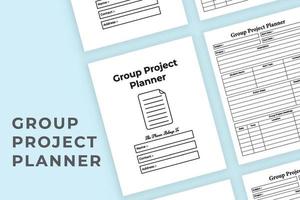 Group project planner interior. Student's group project organizer and information tracker template. Interior of a notebook. Study purpose group project planner and task tracker interior. vector