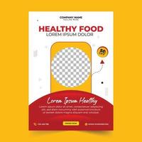 Healthy food restaurant poster, restaurant menu, brochure, flyer design templates in A4 size. Vector illustrations for food and drink marketing material, ads, natural products presentation temp