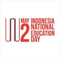 2nd May Indonesian National Education Day with red color text effect and Multi-colour books in a white background, Education Day Vector illustration with simple text effect and.