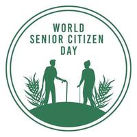 World senior citizen day vector illustration inside green round shape and text effect, senior citizen day special vector design, Green, tree, Round shape.