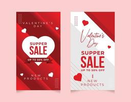 hermosa colección de historias de venta del día de san valentín, historia de redes sociales de san valentín, historia romántica roja y blanca