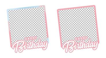 Happy Birthday Multicolor Photo frames, Happiness, Happy Birthday Pink Text Effect, Birthday Png Vector Illustration on White Background, Party Photo Frames, Pink Shade, Multicolor Photo Frames.