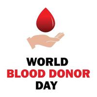 ilustración vectorial del día mundial del donante de sangre con efecto de texto negro y rojo y gota de sangre con mano, gota de sangre, forma de mano, efecto de texto, rojo, negro. vector