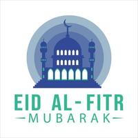 Beautiful Eid Al-Fitr Mubarak Green text effect on White background, Muslim Festival Eid Al-Fitr beautiful Text effect, Eid Al-Fitr, Green, Muslim Blue Mosque, Moon, Blue Shade. vector