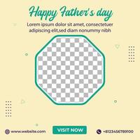 Happy Fathers day Social media post design, off white colour father's day social media post banner with image placeholder vector