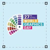 April 27 Worlds Graphics Day Multi-colour text effect with standard border in a white background, Beautiful illustration for Graphics day with colorful shade. vector