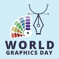 Design for World Graphics Day with Multi-colour shade for a card or poster design. Beautiful Pen Design, Standard illustration on a special day for Graphics with Multi-colour Beautiful Text Effect. vector