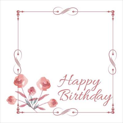 Happy Birthday Red Photo frame, Happiness, Happy Birthday Text Effect, Birthday Vector on White Background, Party Photo Frame, Red Shade, Red Roses, Flower, Party Elements, Birthday Wish.