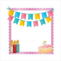 elementos de cumpleaños, felicidad, ilustración vectorial de cumpleaños feliz sobre fondo blanco, marco de fiesta, elementos de fiesta, pancarta de fiesta, corona de cumpleaños, regalos de cumpleaños feliz, pasteles de cumpleaños. vector