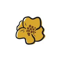 Hand drawn yellow flower doodle style, vector illustration isolated on white background. Floral design element for cards and textile, black outline sketch