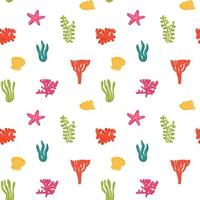 Seamless pattern of seaweeds. Underwater plants background. Isolated Marine Life endless vector illustration.