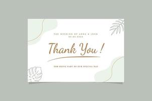 Thank you wedding card template with watercolor floral decoration vector