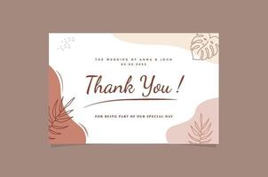 Thank you wedding card template with watercolor floral decoration