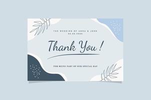 Thank you wedding card template with watercolor floral decoration vector