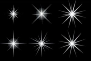 conjunto de estrellas sobre fondo negro vector