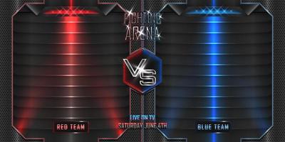 Fighting arena versus horizontal background realistic 3d style effect vector