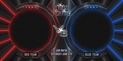 ultimate fight versus horizontal poster background realistic 3d style effect vector