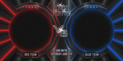 ultimate fight versus horizontal poster background realistic 3d style effect vector