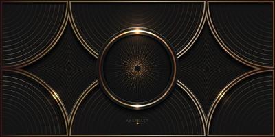 Abstract golden ring with light lines and gold halftones background vector