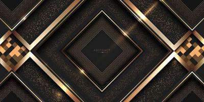 Luxury black and gold award background with golden square and halftones vector