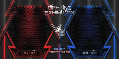Fighting exhibition versus horizontal background realistic 3d style effect vector
