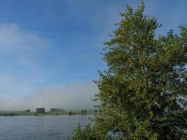 the Rhine river near Wesel in the morning photo