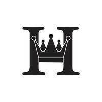 letter h crown flat geometric logo vector