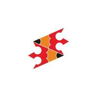abstract linked pencil colorful geometric logo vector